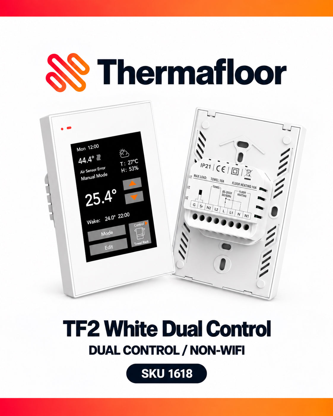 TF2 Dual Controller Programmable Radiant Thermostat