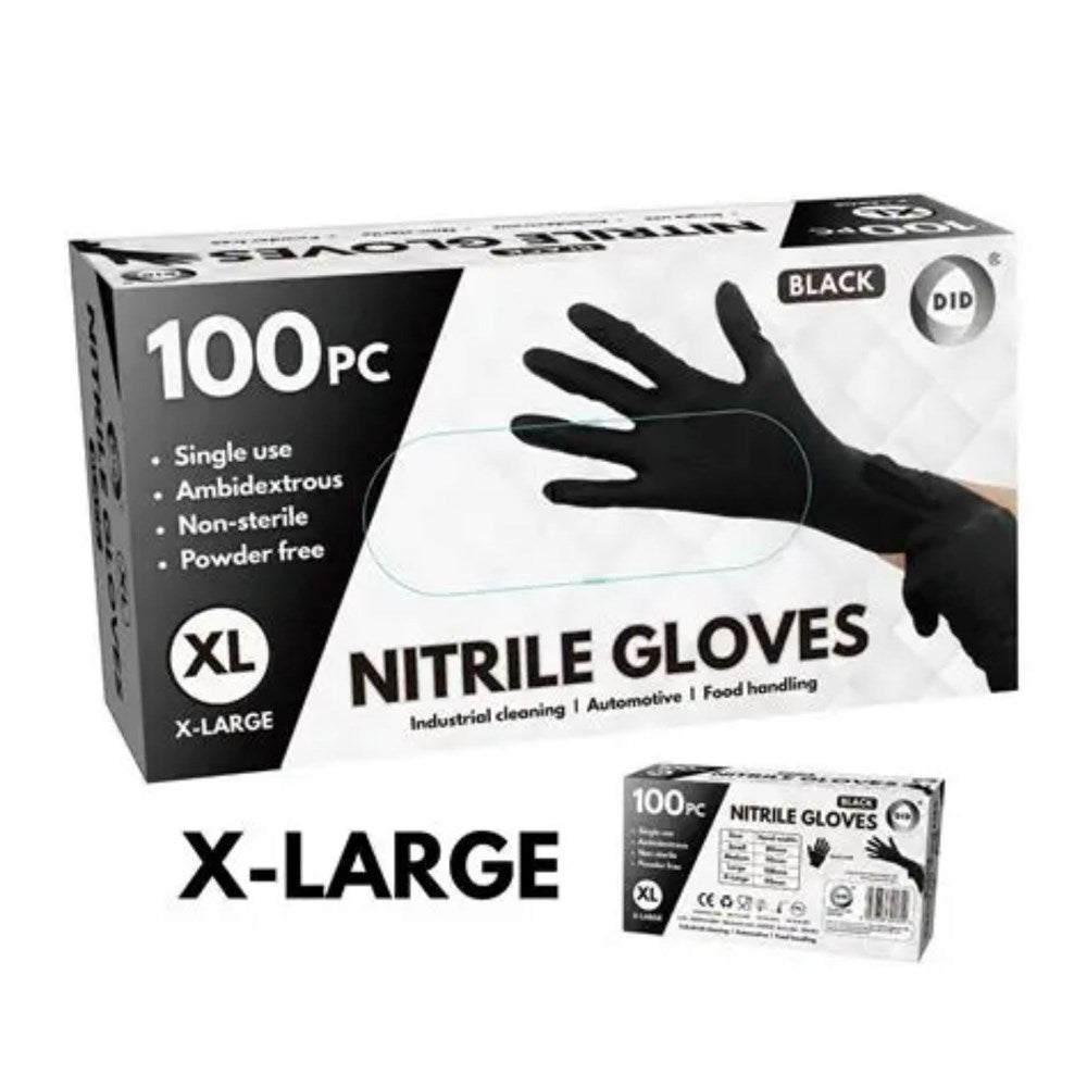 Black Nitrile Gloves - X-Large, 100 Pack